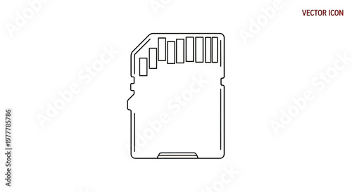 Simple line art of a memory card with contacts