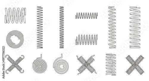 Collection of Various Springs: Compression, Extension, Torsion, and Helical Designs