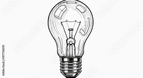 Hand-drawn sketch of a classic incandescent light bulb, symbolizing ideas and creativity