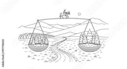 Balance Scale Weighs Forest Ecosystems Against Human Progress and Nature Conservation