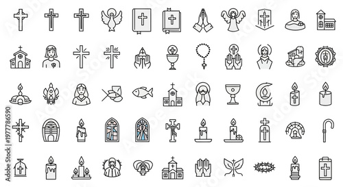 Christianity Icons Collection: Crosses, Churches, Angels, Bible, Prayer, Symbols
