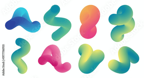 Abstract Gradient Swirls: Colorful Fluid Shapes, 3D Rendered Organic Forms, Dynamic Motion