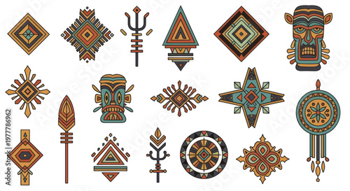Collection of Diverse Tribal and Ethnic Symbols and Ornaments.