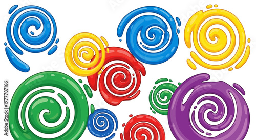 Colorful Swirls and Splashes: Abstract Fun Shapes in Vibrant Colors