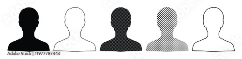 Set of 5 Minimalist User Profile Avatar Icons Vector