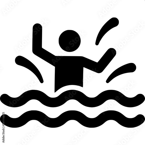 “Water slide schematic-style icons, various shapes and lengths, bold silhouette design for signage and infographics.”