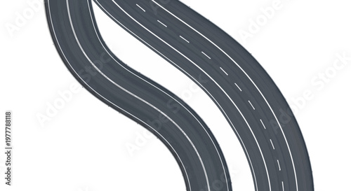 Curved Highway Interchange, Aerial View, Asphalt Road with Lane Markings