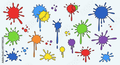 Colorful Paint Splatter Collection - Vibrant Abstract Ink Drops and Blots