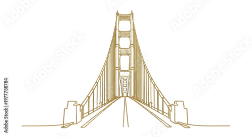Golden Gate Bridge Outline - Iconic San Francisco Landmark, Architectural Icon