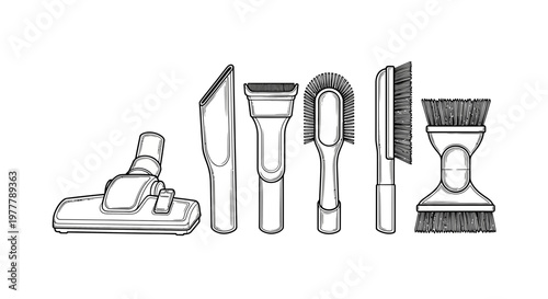 Vacuum Cleaner Attachments Set: Brushes, Crevice Tool, Upholstery Tool, Floor Nozzle