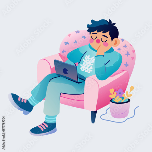 Lazy Bored Teen Illustration
