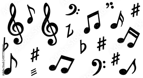 Musical Notes Symbols and Clefs Collection.