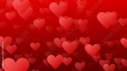 Romantic Floating Hearts Animation on Red Background for Valentine and Love Celebration Concept