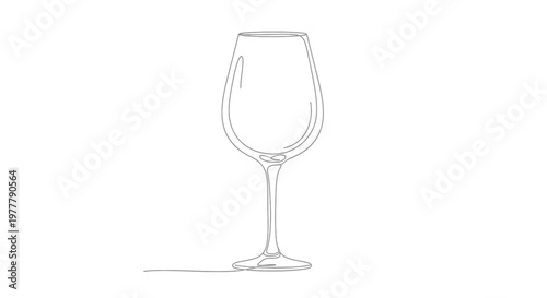 Single line drawing of a wine glass on a white background
