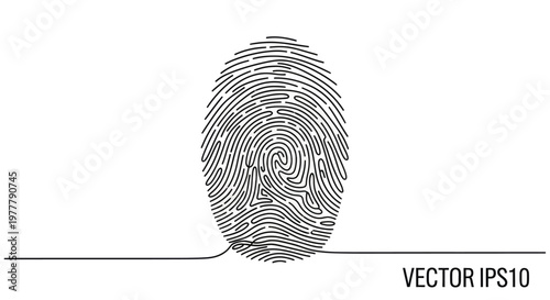 Minimalist fingerprint graphic with swirling lines