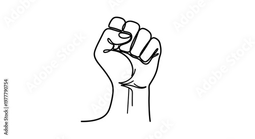 A black outline of a fist raised in solidarity or protest