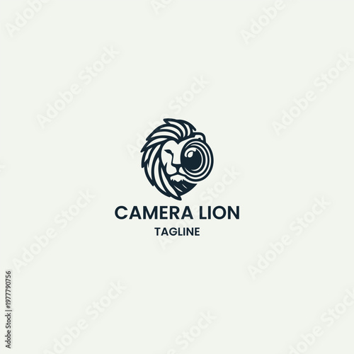 Camera lion logo template vector illustration design