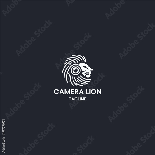 Camera lion logo template vector illustration design