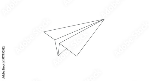 Simple gray line art of a paper airplane in flight