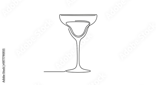 Single-line drawing of a margarita glass filled with a beverage