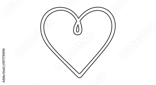 Minimalist outline of a heart with a looped inner line, on a white background