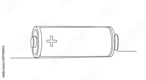Simple line drawing of a cylindrical battery with a positive terminal