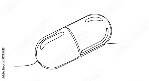 A simple black line drawing of a capsule on a white background