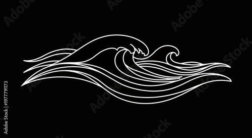 Stylized white waves on a black background