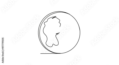Abstract minimalist globe with continental outline