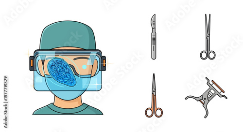 Surgeon wearing protective medical gear.