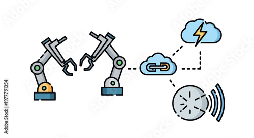 Robotic arms in industrial automation.