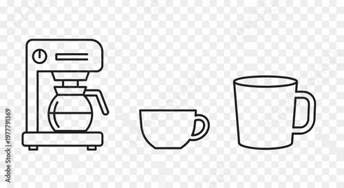 Coffee maker and two cups.