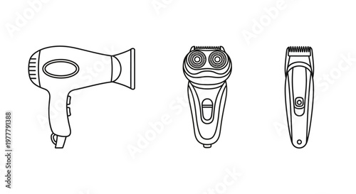 Electric shaver and hair dryer set.