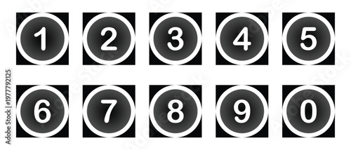 number icon set, colorful number icon set, circle and glossy number icon set.