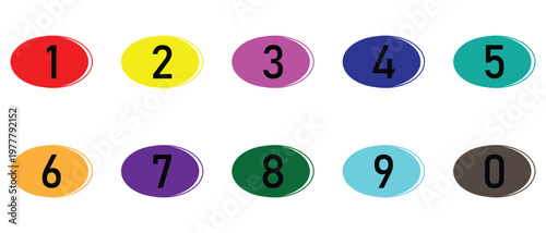 number icon set, colorful number icon set, circle and glossy number icon set.
