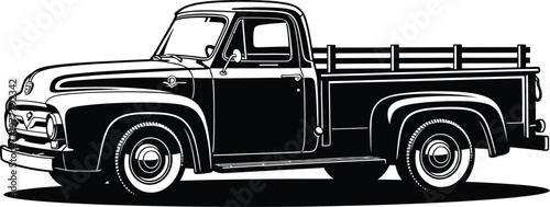Classic Vintage Pickup Truck Vector Illustration.