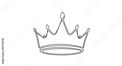 Simple, elegant black line drawing of a crown on a white background