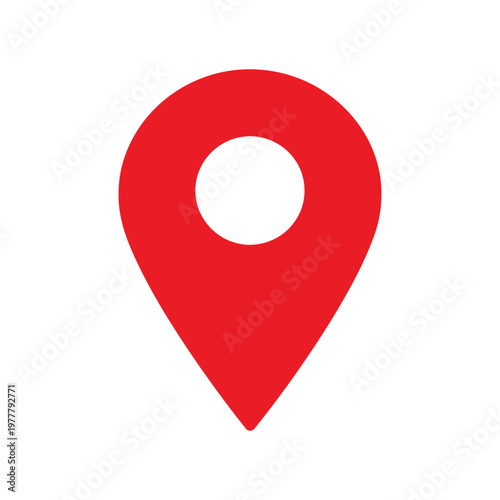 Location Pin Icon, Red Map Marker Symbol, Navigation Pointer Design