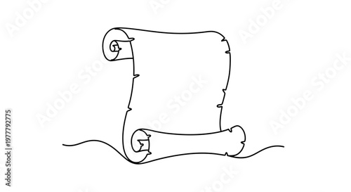 A simple line drawing of a rolled-up parchment scroll