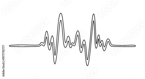 Canvastavla A black and white illustration of a sound wave or signal with two parallel lines