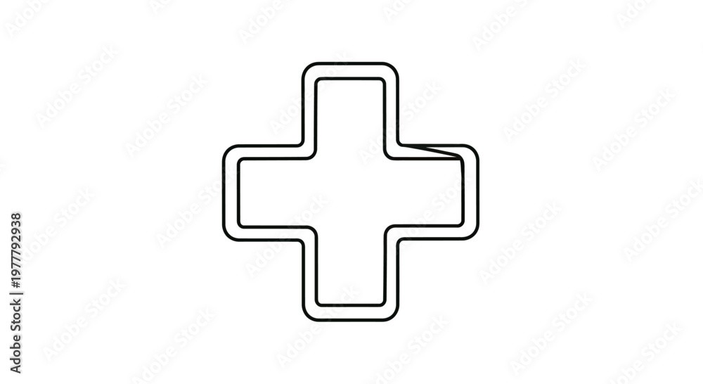 Obraz premium A simple, bold black outlined plus sign with a parallel outline inside