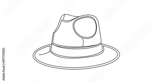Minimalist black and white illustration of a fedora hat