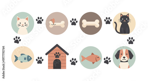 Collection of Cute Pet Icons and Symbols for Animal Lovers.
