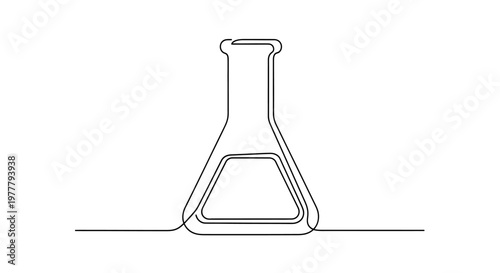 Simple, minimalist line art of a conical flask on a white background