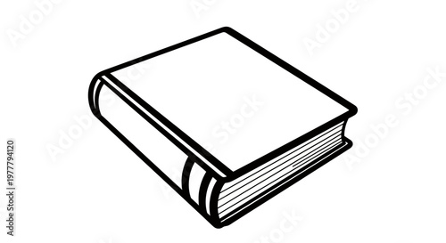 A simple black and white outline of a closed book, angled to the viewer