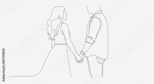 Minimalist line art of a couple holding hands