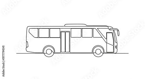 A minimalist line drawing of a bus on a white background
