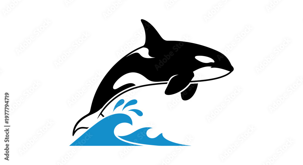 Fototapeta premium Dolphin Jumping in Blue Ocean Vector Illustration