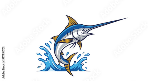 Abstract blue shark vector illustration in ocean style