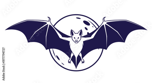 Cute cartoon bat vector illustration with fun Halloween and night theme
